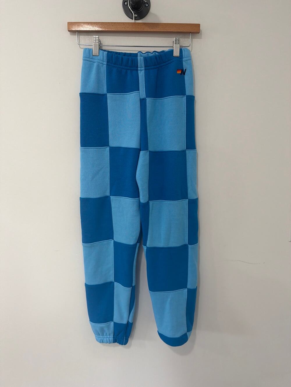 NWT Aviator Nation Kids' Sweatpants Patchwork Blue Jogger Size 14